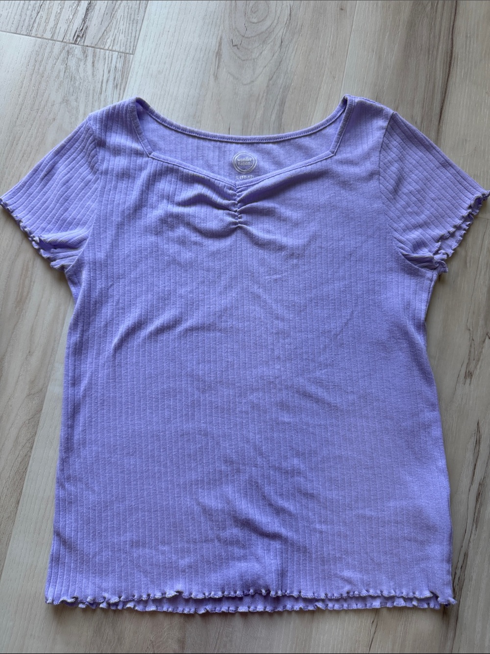 Kids Wonder Nation Lavender Ribbed Short Sleeve Top